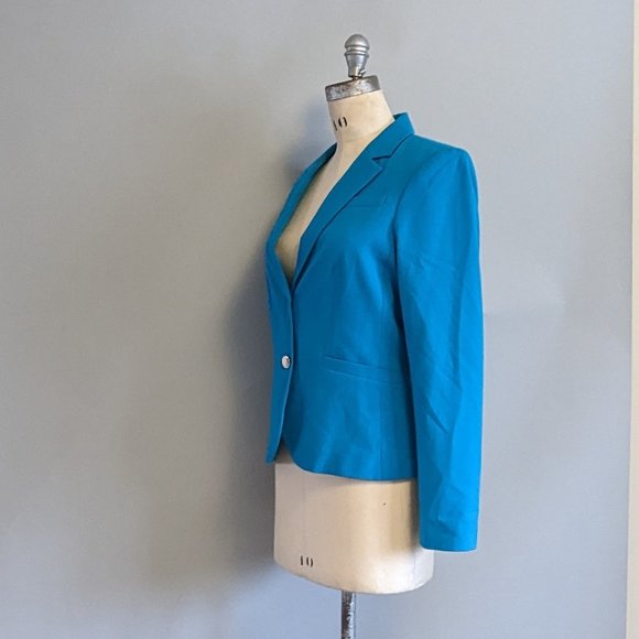 Calvin Klein Bright Aqua Blue Blazer Professional Work Wear Business Jacket 10 M - Picture 2 of 6